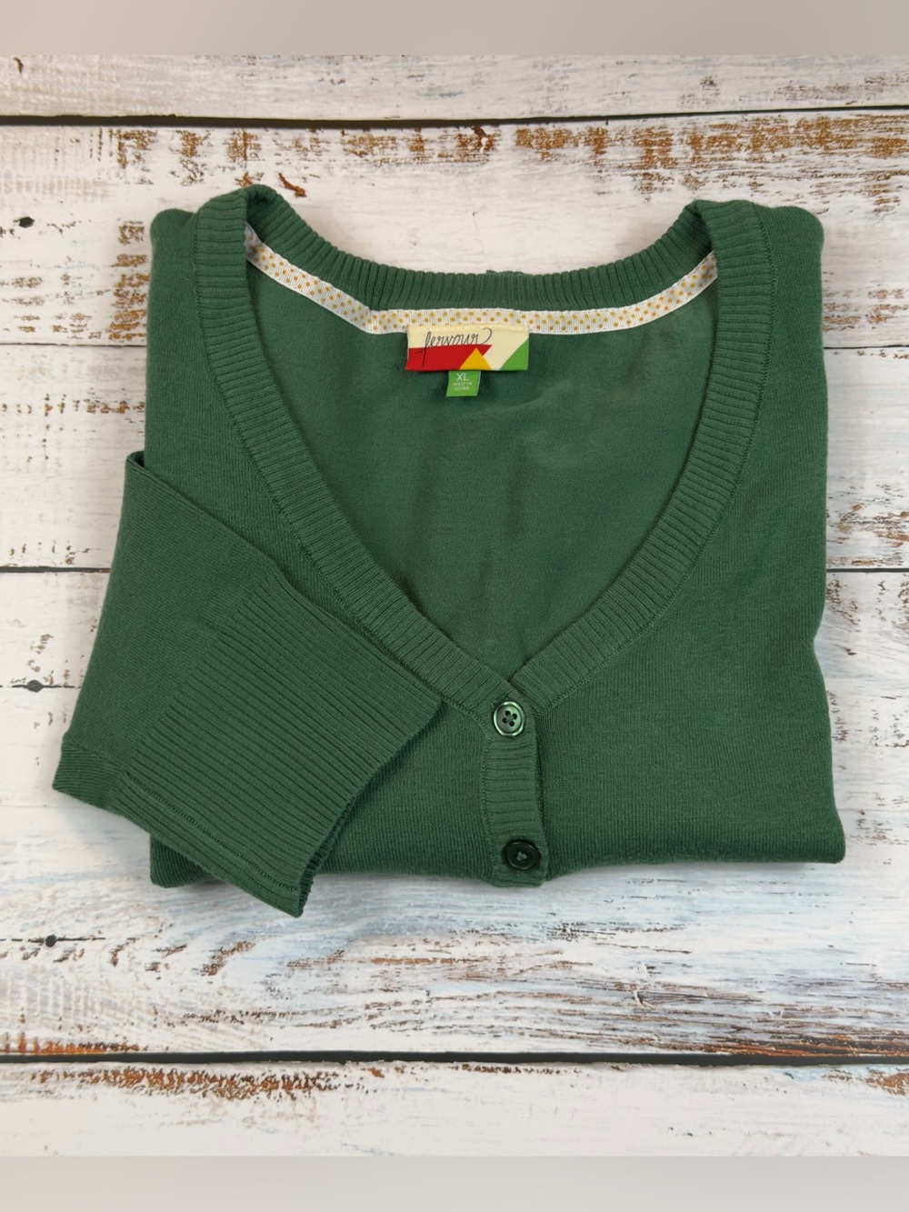 Fervour Forest Green V-Neck Button Front Women's Cardigan Sweater